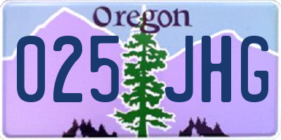 OR license plate 025JHG