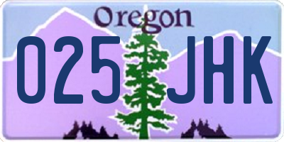 OR license plate 025JHK