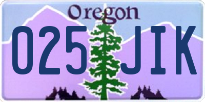 OR license plate 025JIK
