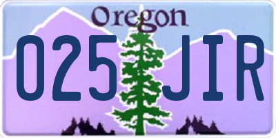OR license plate 025JIR