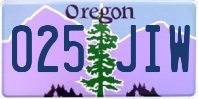 OR license plate 025JIW