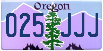 OR license plate 025JJJ
