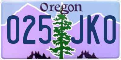 OR license plate 025JKO