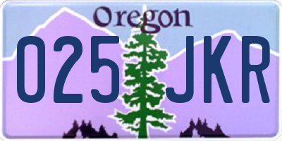 OR license plate 025JKR