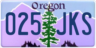 OR license plate 025JKS