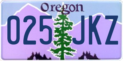 OR license plate 025JKZ