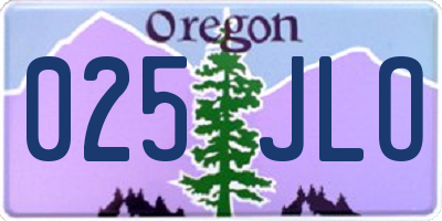 OR license plate 025JLO