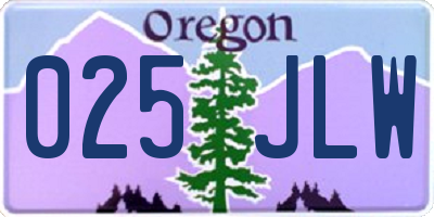 OR license plate 025JLW