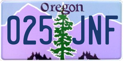 OR license plate 025JNF