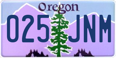 OR license plate 025JNM