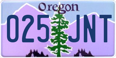 OR license plate 025JNT