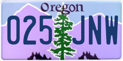 OR license plate 025JNW