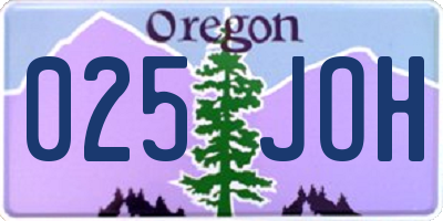 OR license plate 025JOH