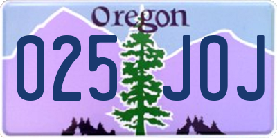 OR license plate 025JOJ