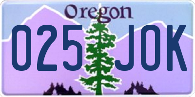 OR license plate 025JOK