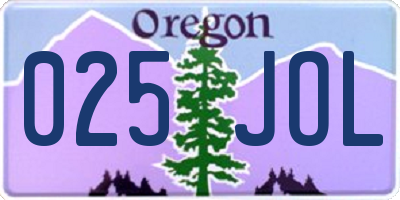 OR license plate 025JOL