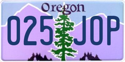 OR license plate 025JOP