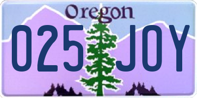 OR license plate 025JOY