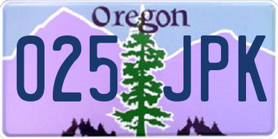 OR license plate 025JPK