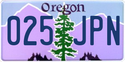 OR license plate 025JPN