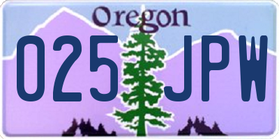 OR license plate 025JPW