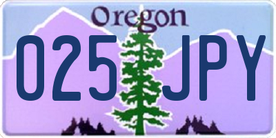 OR license plate 025JPY
