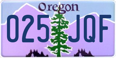 OR license plate 025JQF