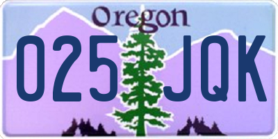 OR license plate 025JQK
