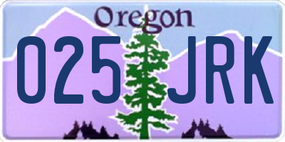 OR license plate 025JRK