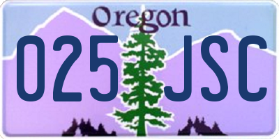 OR license plate 025JSC