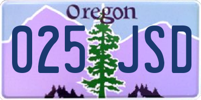 OR license plate 025JSD