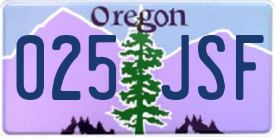 OR license plate 025JSF