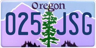 OR license plate 025JSG