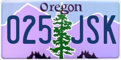 OR license plate 025JSK