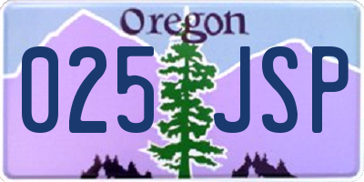 OR license plate 025JSP