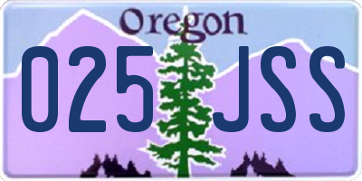 OR license plate 025JSS