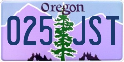 OR license plate 025JST
