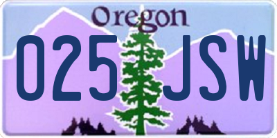 OR license plate 025JSW