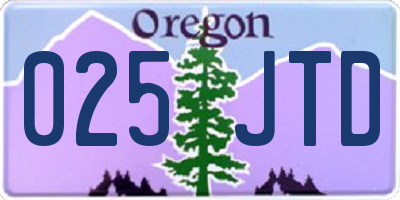 OR license plate 025JTD