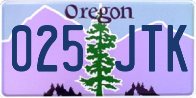 OR license plate 025JTK