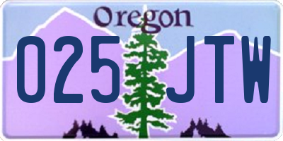 OR license plate 025JTW