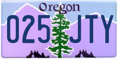 OR license plate 025JTY