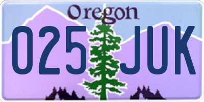OR license plate 025JUK