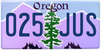 OR license plate 025JUS