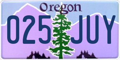 OR license plate 025JUY