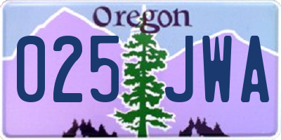 OR license plate 025JWA