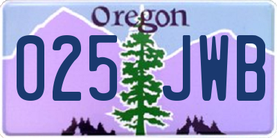 OR license plate 025JWB