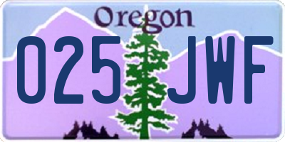 OR license plate 025JWF