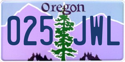 OR license plate 025JWL