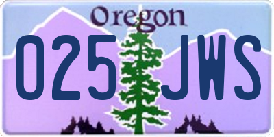 OR license plate 025JWS
